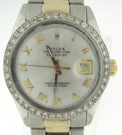 Datejust Mid Size - 31mm - Steel with Yellow Gold Diamond Bezel on Oyster Bracelet with Silver Roman Dial