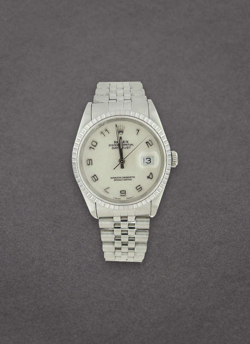 Pre-Owned Rolex Datejust 36mm in Steel with Engine Turned Bezel