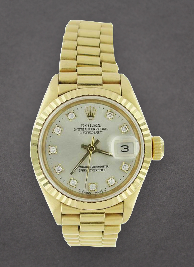 Pre-Owned Rolex Date Just President in Yellow Gold with Fluted Bezel