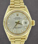 Date Just President in Yellow Gold with Fluted Bezel on Yellow Gold President Bracelet with Silver Diamond Dial