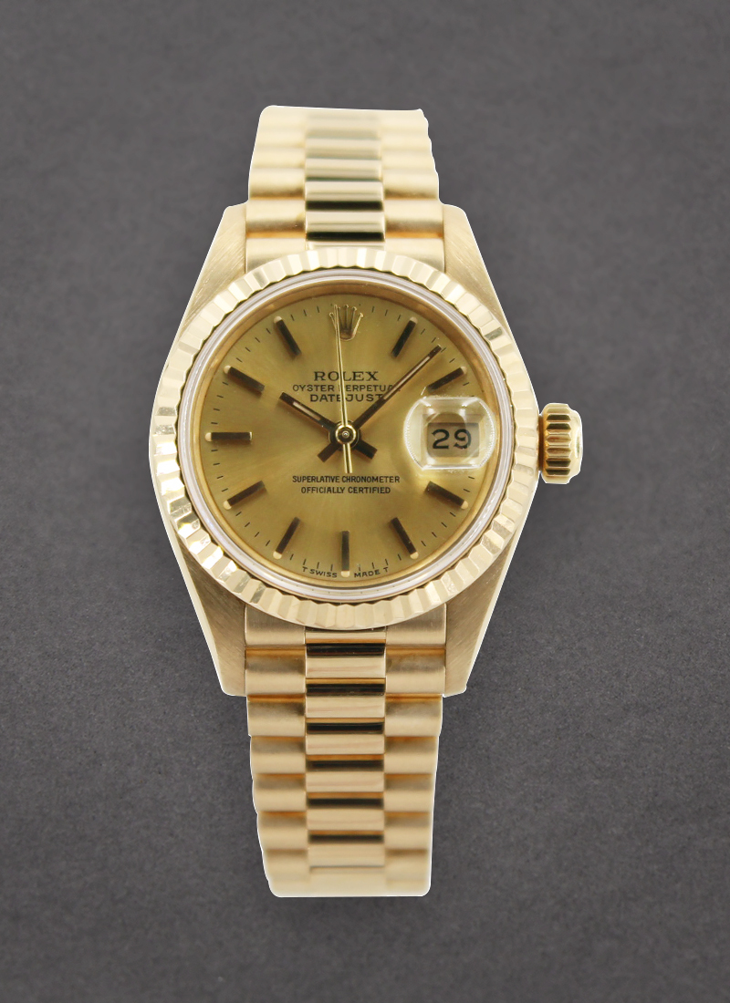 Pre-Owned Rolex Datejust Ladies President in Yellow Gold with Fluted Bezel