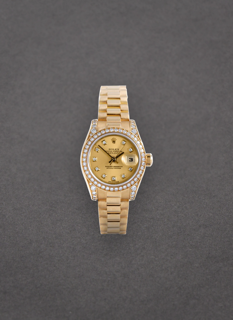 Pre-Owned Rolex President Ladies in Yellow Gold with Diamond Bezel and Lugs