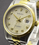 2-Tone Datejust 36mm with Fluted Bezel on Jubilee Bracelet with Silver Jubilee Diamond Dial