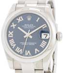 MidSize DateJust in Steel with Domed Bezel on Oyster Bracelet with Blue Roman Dial
