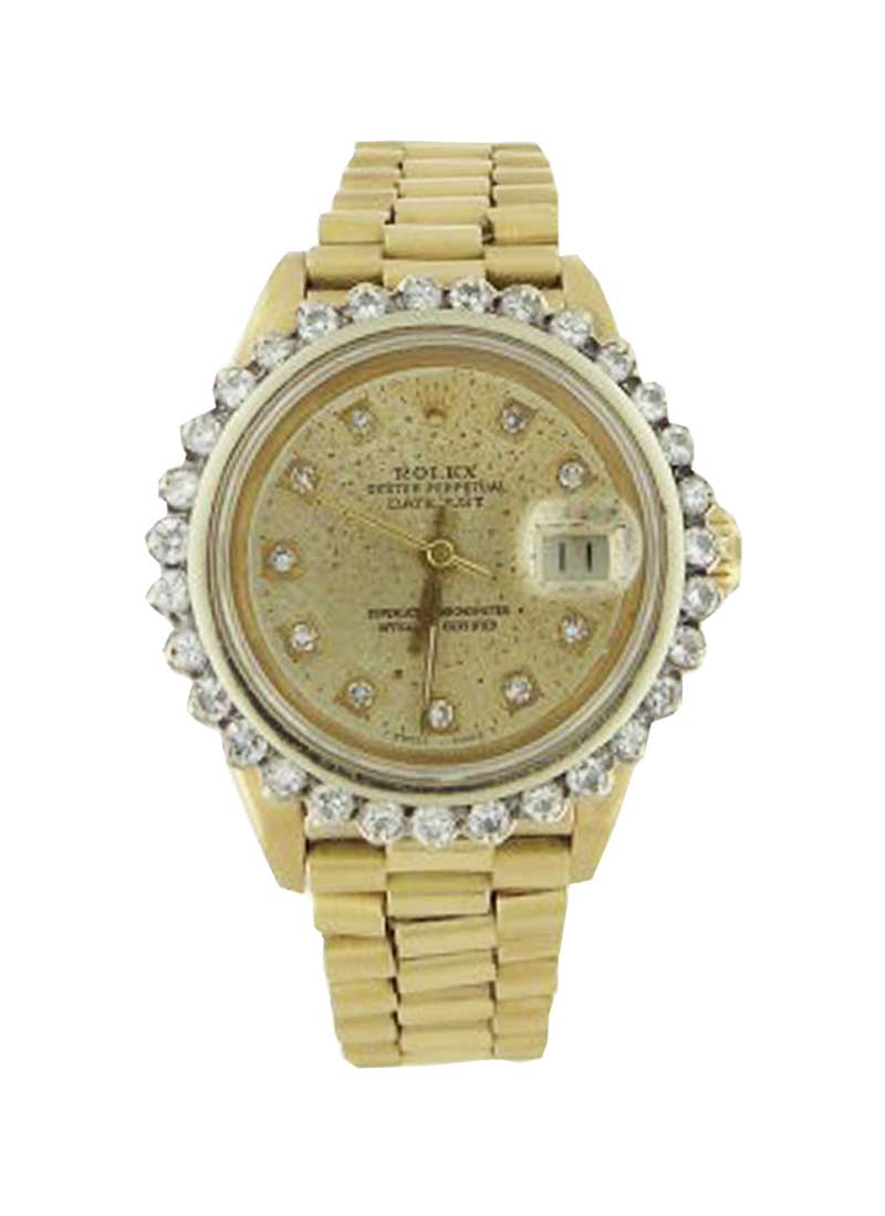 Pre-Owned Rolex President Ladies Datejust in Yellow Gold with Diamond Bezel