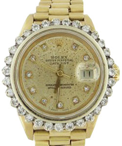 President Ladies Datejust in Yellow Gold with Diamond Bezel on President Bracelet with Champagne Diamond Dial