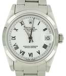 Mid Size Datejust 31 in Steel with Smooth Bezel on Oyster Bracelet with White Roman Dial
