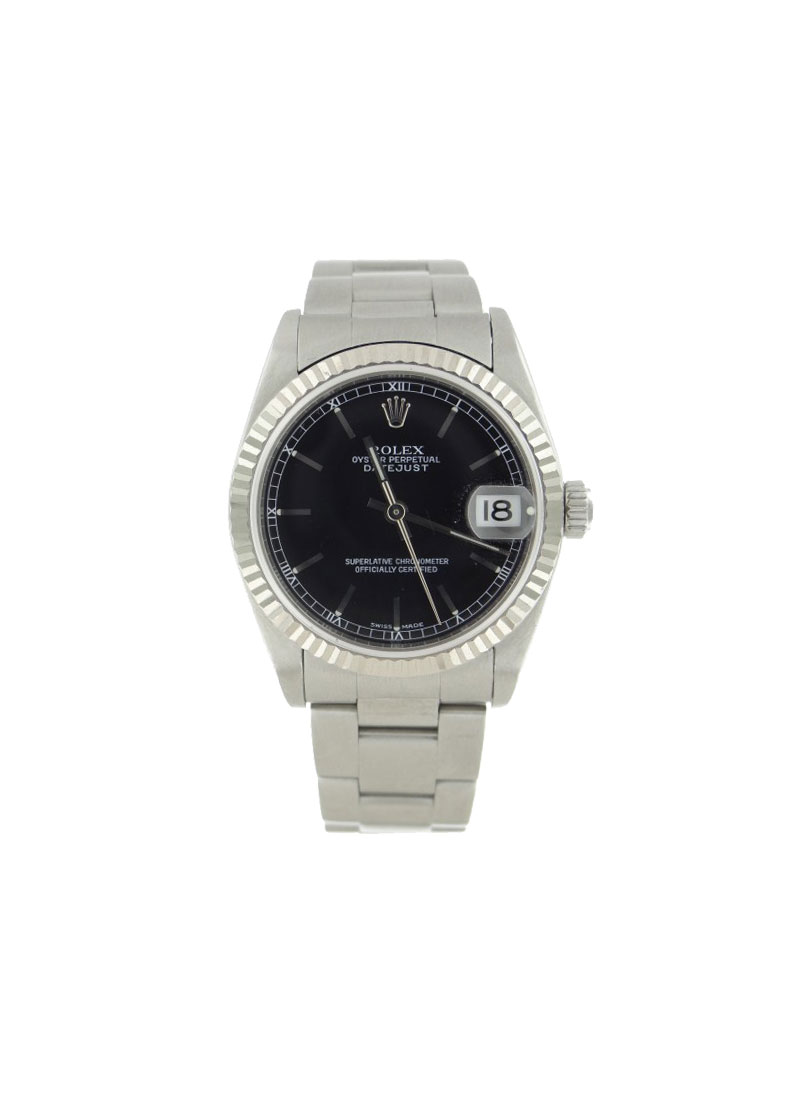Pre-Owned Rolex 31mm Datejust in Steel with White Gold Fluted Bezel
