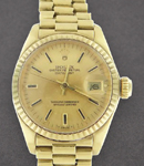 President 26mm in Yellow Gold with Fluted Bezel on President Bracelet with Champagne Stick Dial