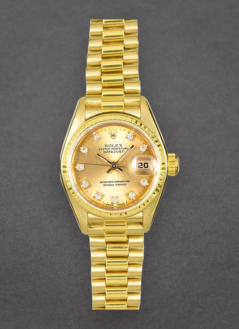 Pre-Owned Rolex Datejust President in Yellow Gold with Fluted Bezel