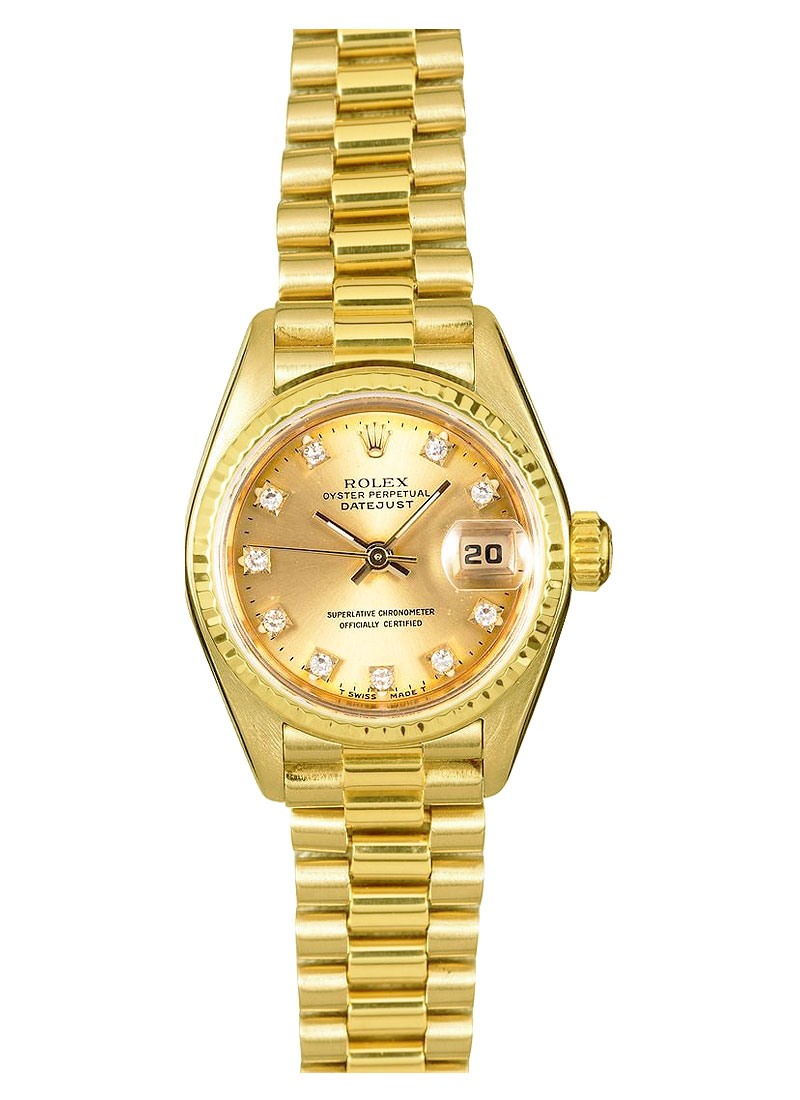 Pre-Owned Rolex Datejust President in Yellow Gold with Fluted Bezel