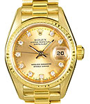 Datejust President in Yellow Gold with Fluted Bezel on President Bracelet with Champagne Diamond Dial