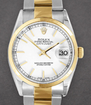 Datejust 2-Tone 36mm Men's on Oyster Bracelet with White Index Dial