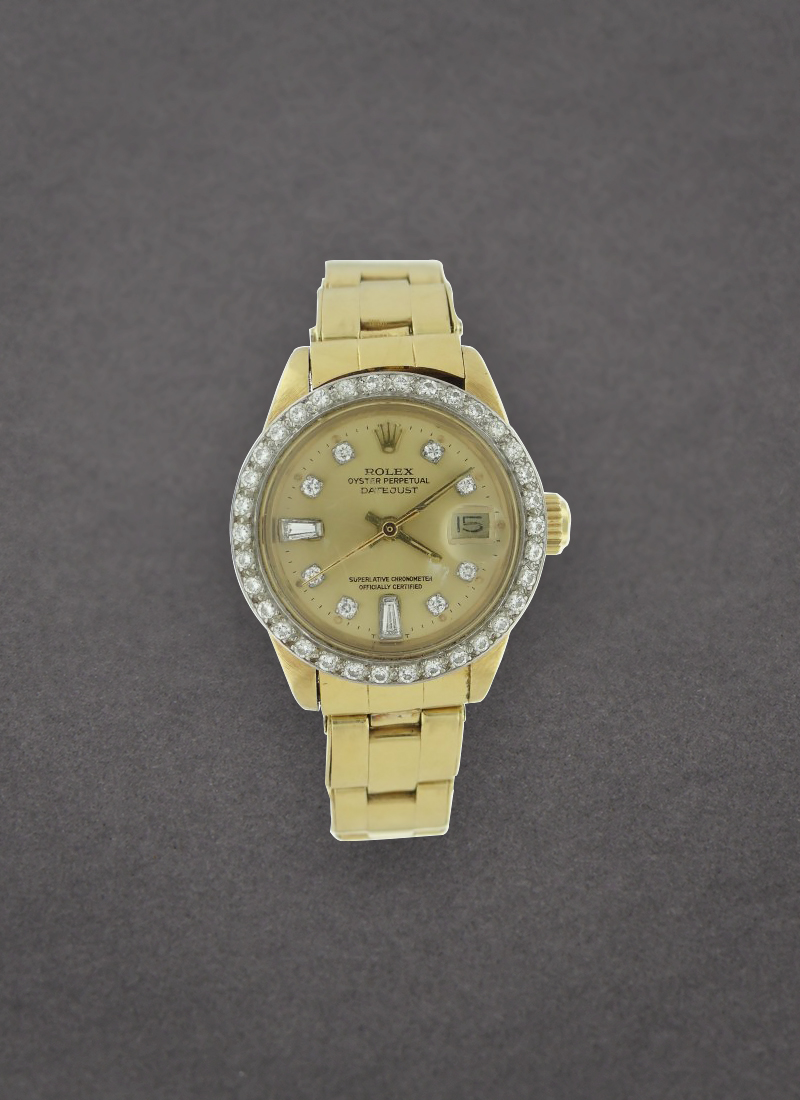 Pre-Owned Rolex Ladies Datejust in Yellow Gold with Diamond Bezel