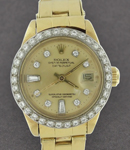 Ladies Datejust in Yellow Gold with Diamond Bezel on Steel Oyster Bracelet with Champagne Diamond Dial