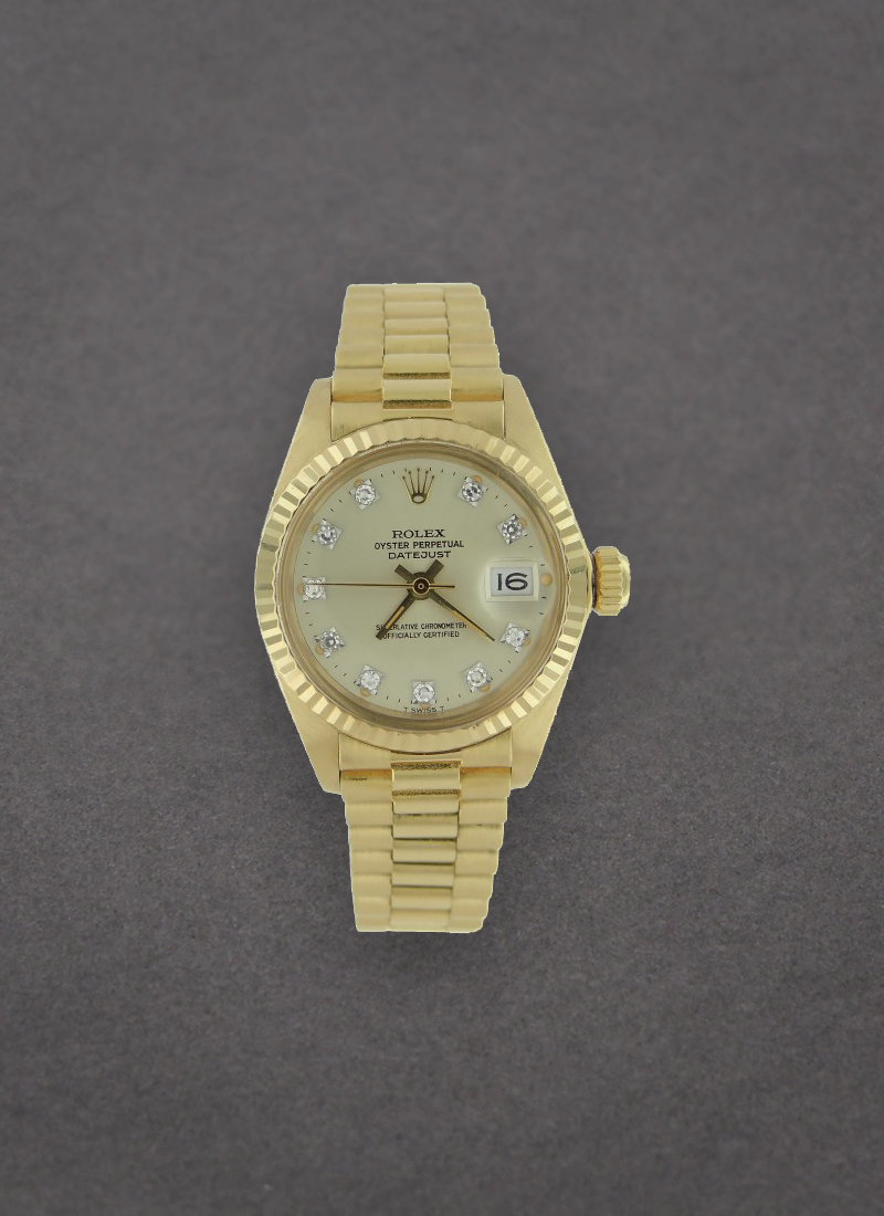 Pre-Owned Rolex Datejust President in Yellow Gold with Fluted Bezel