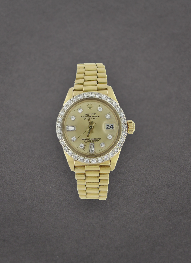 Pre-Owned Rolex President Datejust in Yellow Gold with Diamond Bezel