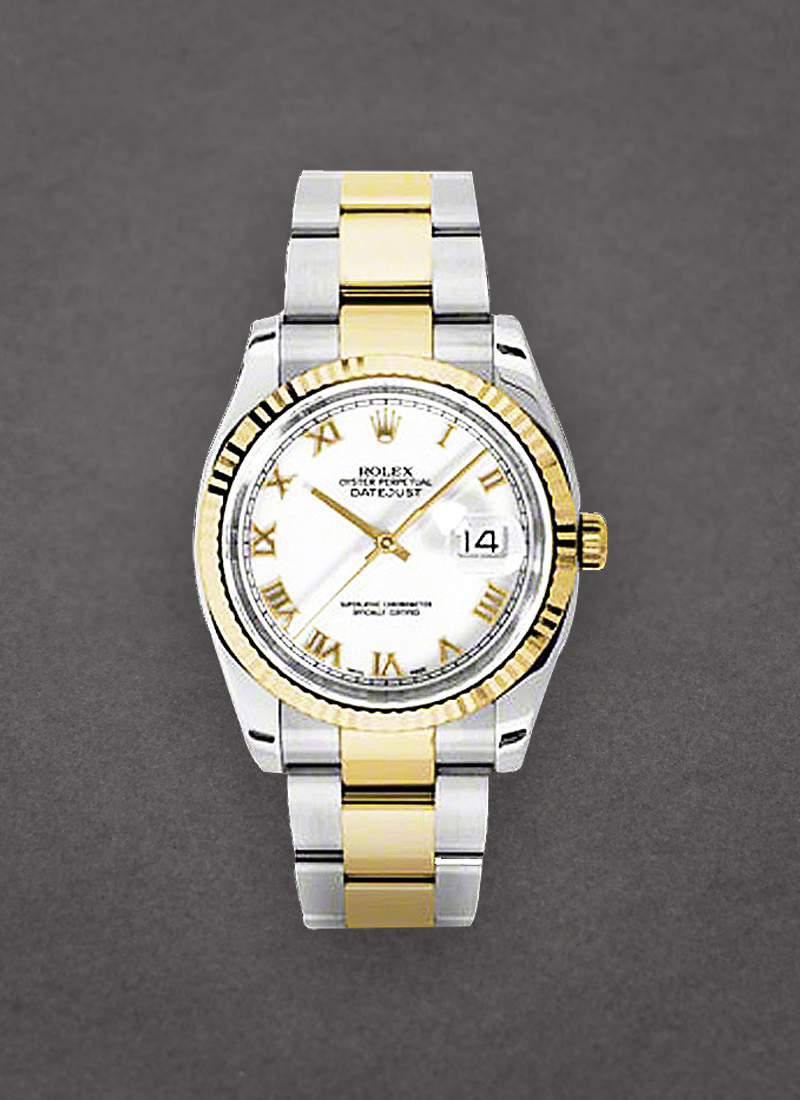 Pre-Owned Rolex Datejust 36mm in Steel with Yellow Gold Fluted Bezel