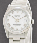 Datejust MIdsize 31mm in Steel with Smooth Bezel on Steel Oyster Bracelet with White Roman Dial