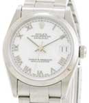 Datejust MIdsize 31mm in Steel with Smooth Bezel on Steel Oyster Bracelet with White Roman Dial
