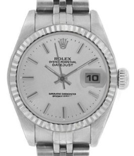 Datejust Ladys in Steel with Fluted Bezel on Steel Jubilee Bracelet with Silver Stick Dial