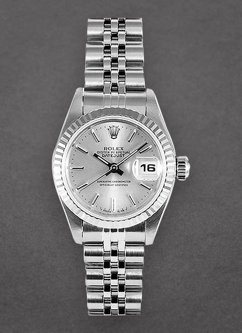 Pre-Owned Rolex Datejust Ladies 26mm in Steel with White Gold Fluted Bezel