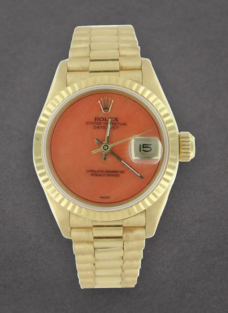 Pre-Owned Rolex Ladies President in Yellow Gold with Fluted Bezel