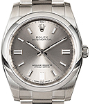 Oyster Perpetual 36mm in Steel with Smooth Bezel on Oyster Bracelet with Steel Stick Dial