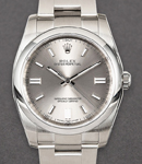 Oyster Perpetual 36mm in Steel with Smooth Bezel on Oyster Bracelet with Steel Stick Dial