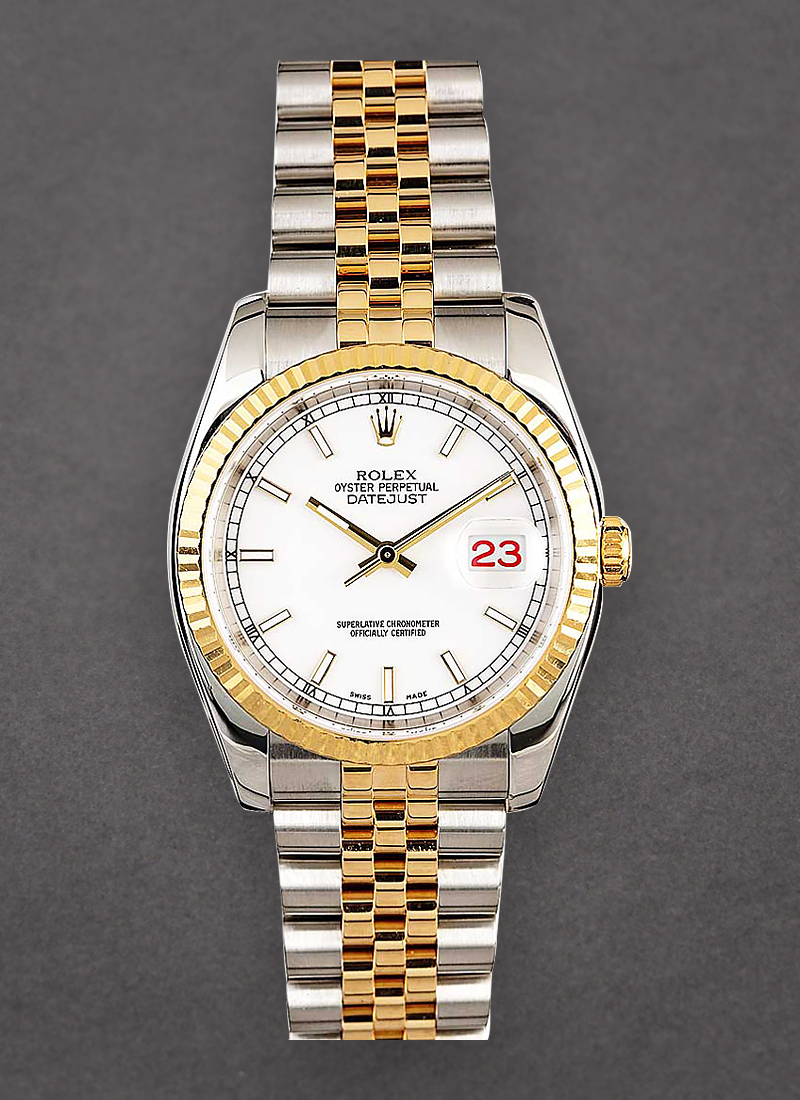 Pre-Owned Rolex Datejust 2-Tone 36mm in Steel with Yellow Gold Fluted Bezel