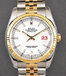 Datejust 2-Tone 36mm in Steel with Yellow Gold Fluted Bezel on Jubilee Bracelet with White Stick Dial