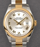 Datejust 26mm in Steel with Yellow Gold Domed Bezel on Oyster Bracelet with Silver Roman Dial