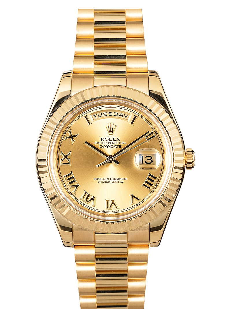 Pre-Owned Rolex President Day-Date 41mm in Yellow Gold with Fluted Bezel