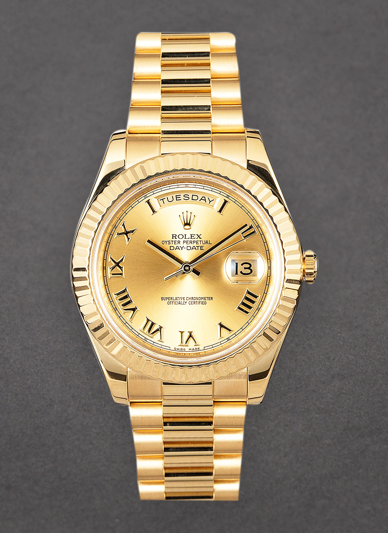 Pre-Owned Rolex President Day-Date 41mm in Yellow Gold with Fluted Bezel