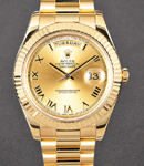 President Day-Date 41mm in Yellow Gold with Fluted Bezel on President Bracelet with Champagne Roman Dial