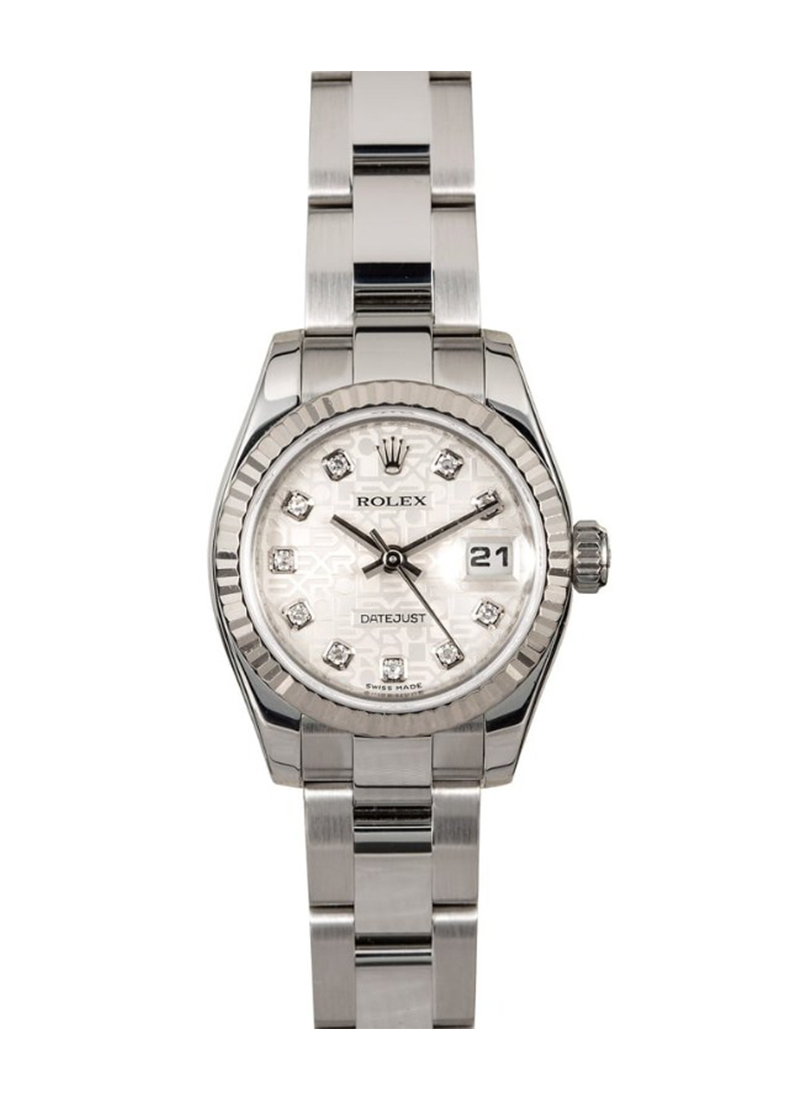 Pre-Owned Rolex Datejust Oyster Perpetual 26mm in Steel with White Gold Fluted Bezel