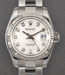 Datejust Oyster Perpetual 26mm in Steel with White Gold Fluted Bezel on Oyster Bracelet with Silver Jubilee Diamond Dial