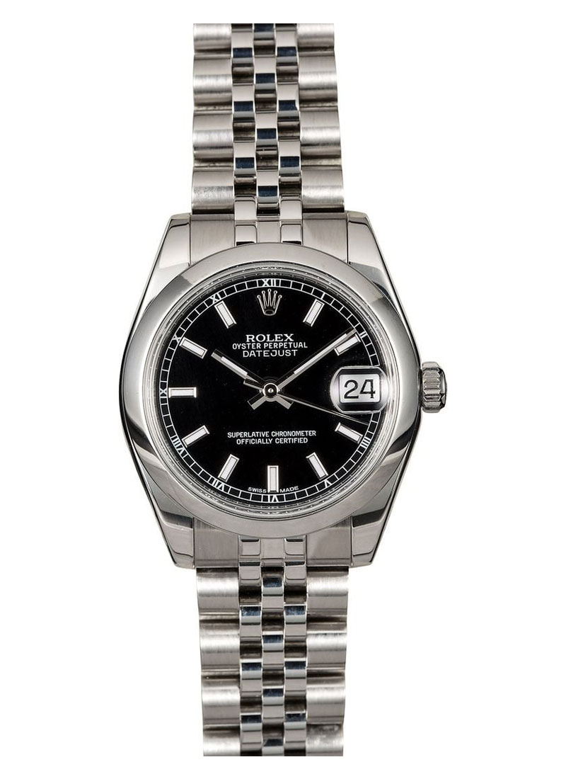 Pre-Owned Rolex Mid Size 31mm DateJust in Steel with Smooth Bezel