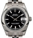 Mid Size 31mm DateJust in Steel with Smooth Bezel on Jubilee Bracelet with Black Stick Dial