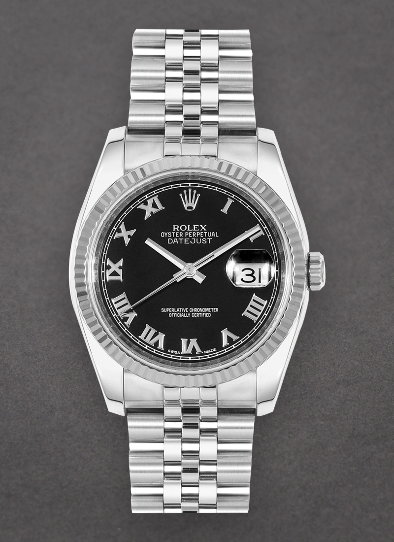 Pre-Owned Rolex Mid Size 31mm Datejust in Steel with White Gold Fluted Bezel