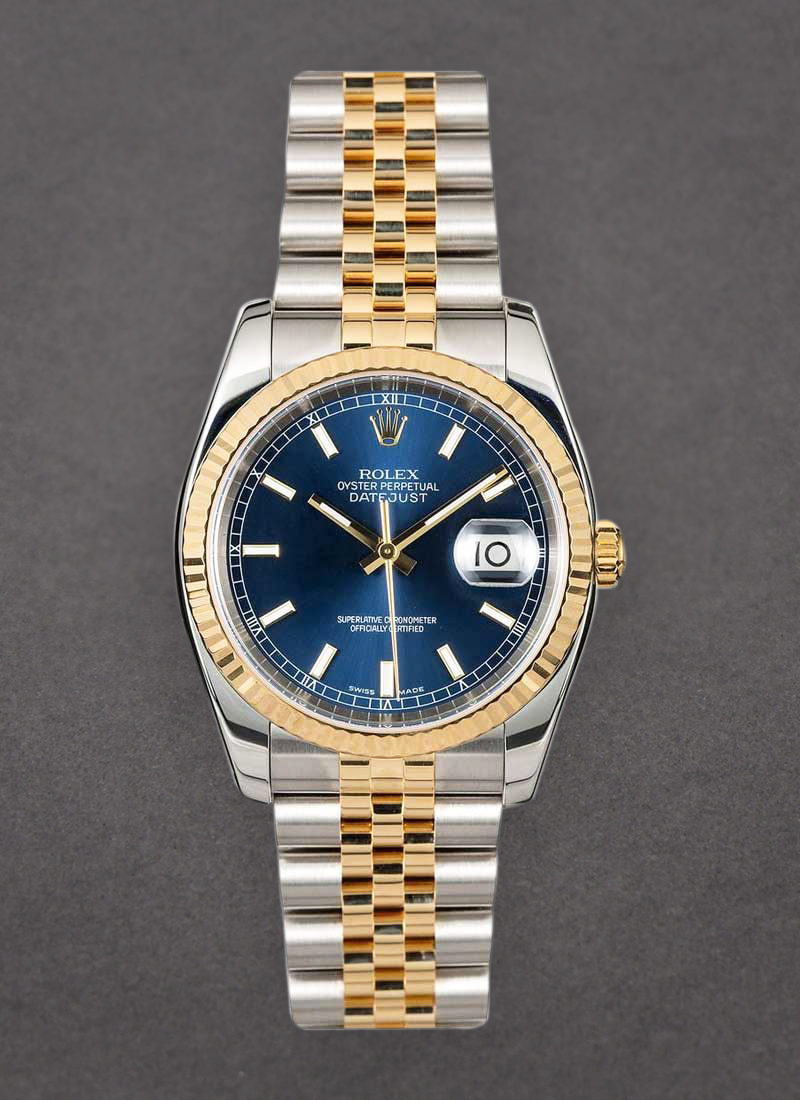 Pre-Owned Rolex Datejust 36mm in Steel with Yellow Gold Fluted Bezel