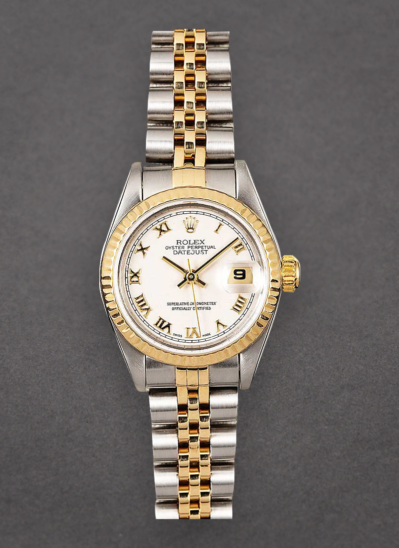 Pre-Owned Rolex Datejust 26mm Ladies in Steel with Yellow Gold Fluted Bezel