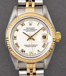 Datejust 26mm Ladies in Steel with Yellow Gold Fluted Bezel on Jubilee Bracelet with Ivory Pyramid Roman Dial