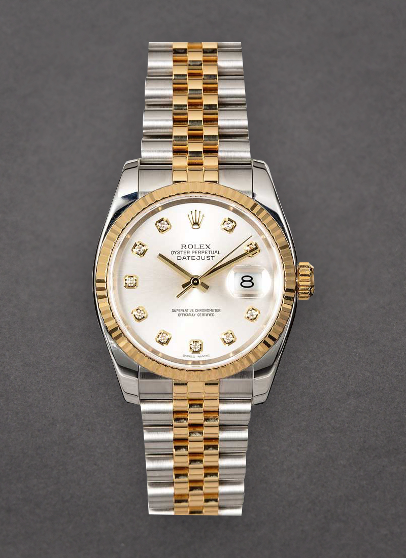 Pre-Owned Rolex Datejust 36mm in Steel with Yellow Gold Fluted Bezel