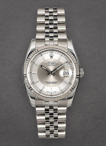 Pre-Owned Rolex 116234 Datejust 36mm in Steel with White Gold Fluted Bezel 116234