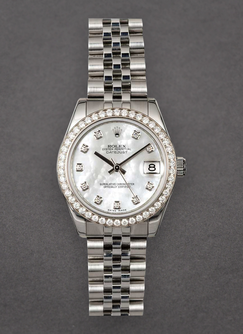 Pre-Owned Rolex Datejust 31mm in Steel with White Gold Diamonds Bezel