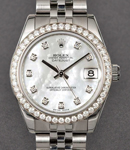 Datejust 31mm in Steel with White Gold Diamonds Bezel on Jubilee Bracelet with White MOP Diamond Dial