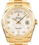 Day-Date - President - Yellow gold - Fluted Bezel - 36mm  on President Bracelet with Meteorite Diamond Dial
