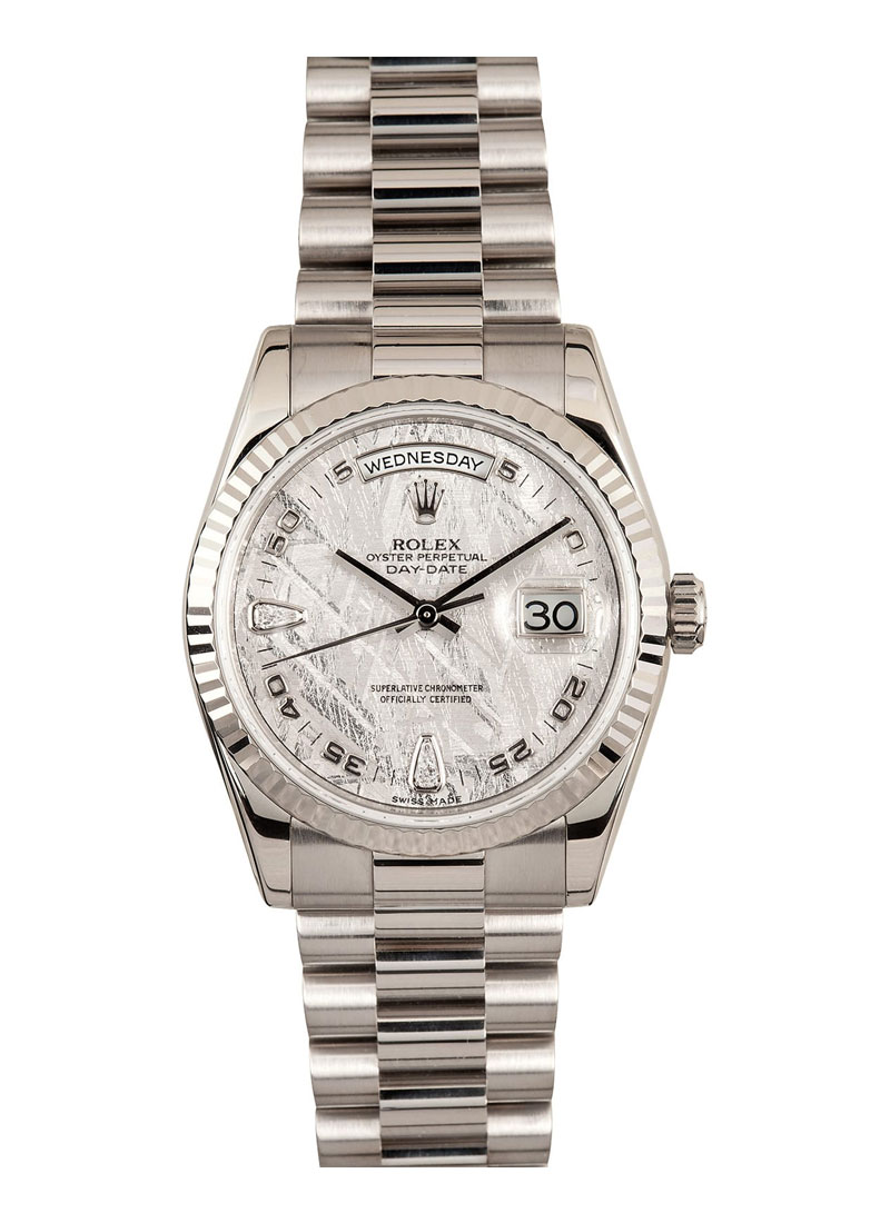 Pre-Owned Rolex President 36mm in White Gold with Fluted Bezel