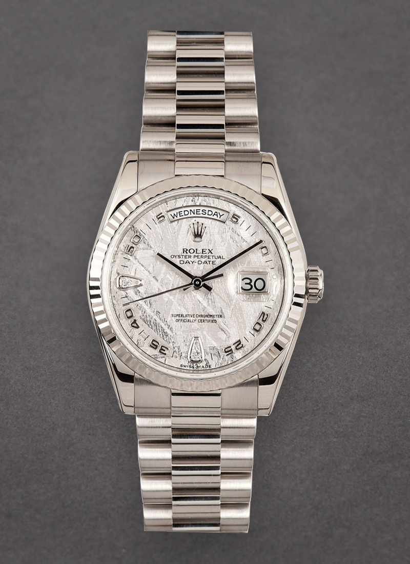 Pre-Owned Rolex President 36mm in White Gold with Fluted Bezel